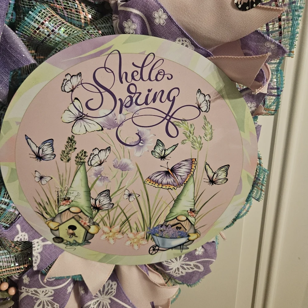 Hand Crafted Purple and Green Spring Wreath